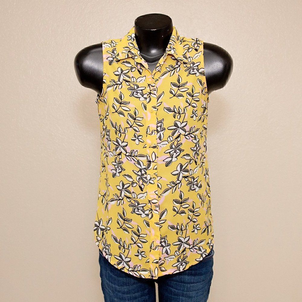 Banana Republic Sleeveless Yellow Floral Top